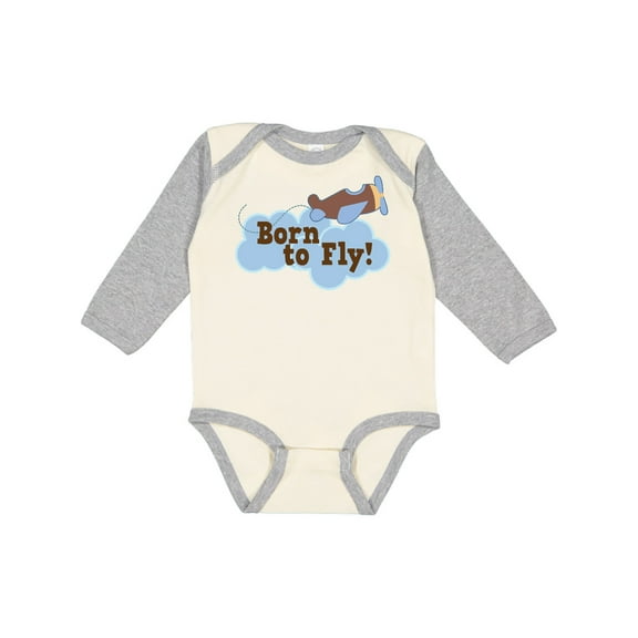 Inktastic Airplane Future Pilot Born to Fly Boys Long Sleeve Baby Bodysuit