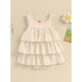thumbnail image 2 of Bagilaanoe Toddler Baby Girl Summer Rompers Dress Flower Embroidery Sleeveless Ruffles Bodysuits 6M 12M 18M 24M 3T Kids Patchwork A-line Dresses, 2 of 6