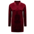 thumbnail image 6 of VEKDONE Womens Velvet Dress Long Sleeve Lapel Button Down Dresses Fashion Spring Outdoor Cocktail Dress Stretchy Soft Party Dress Wine XL, 6 of 6