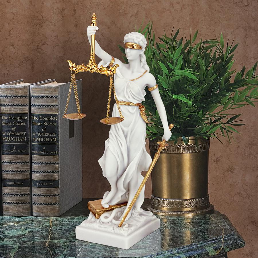 KNEELING LADY JUSTICE SCULPTURE ON MARBLE BASE LAWYERS & LEGAL FIGURINES 