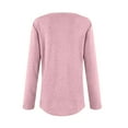 thumbnail image 4 of WTOBBY Fashionable Women's Long Sleeve Solid Color Button Detail Top Round Neck Casual Wear Breathable Material Perfect for Office or Weekend Layering Piece Stretch Fit,Pink M, 4 of 5
