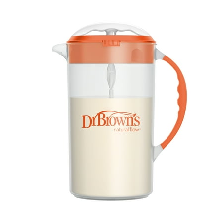 

Dr. Brown s Baby Formula Mixing Pitcher with Adjustable Stopper Locking Lid & No Drip Spout 32oz BPA Free Orange