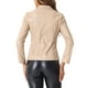 thumbnail image 3 of Chaqueta de cuero sintético para mujer INSPIRE CHIC, blazer con solapa y botones, con bolsillos, color beige, talla M, 3 of 6
