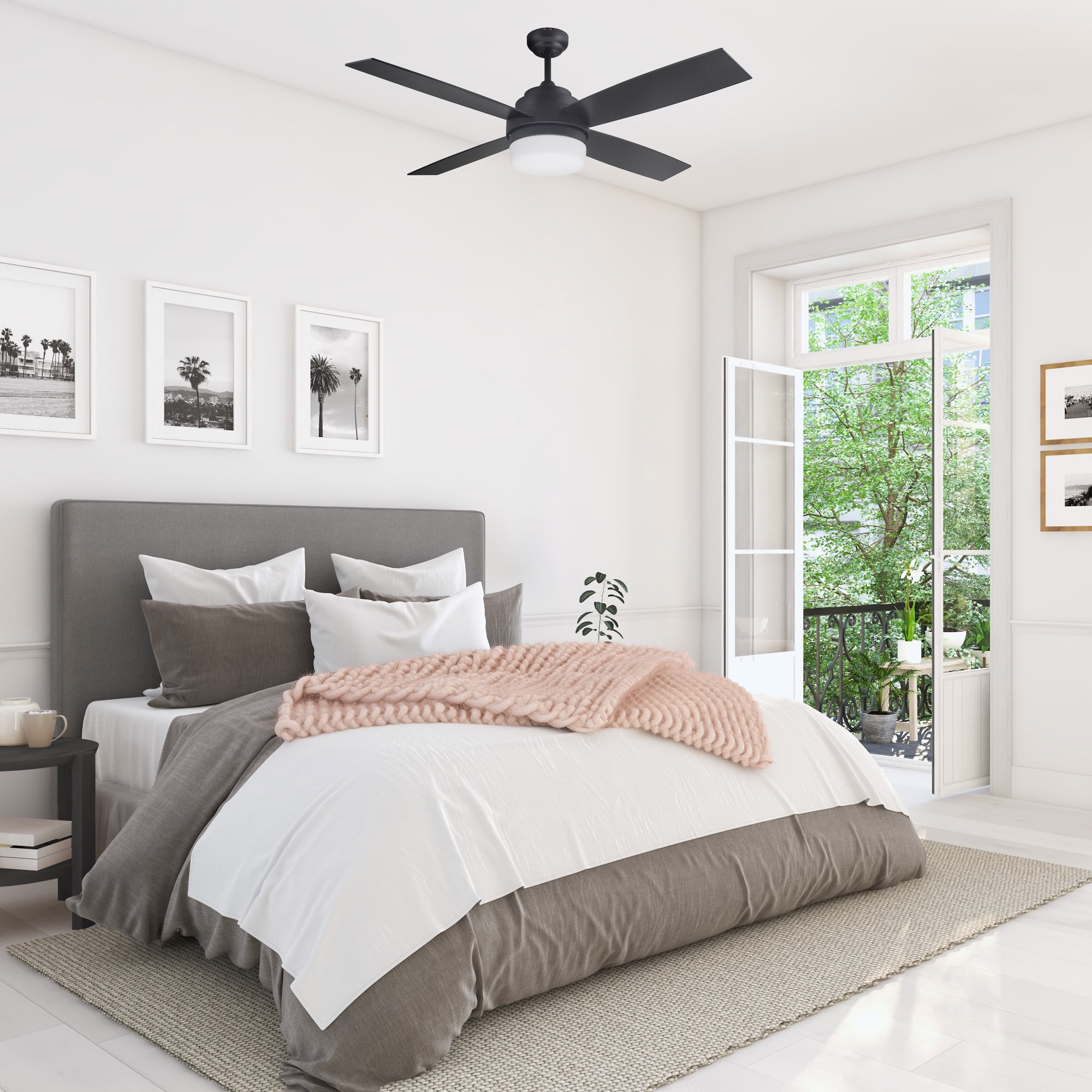 Design House Cali 52" Indoor Ceiling Fan with LED Kit, 4-Blades, and Remote Control, Matte Black