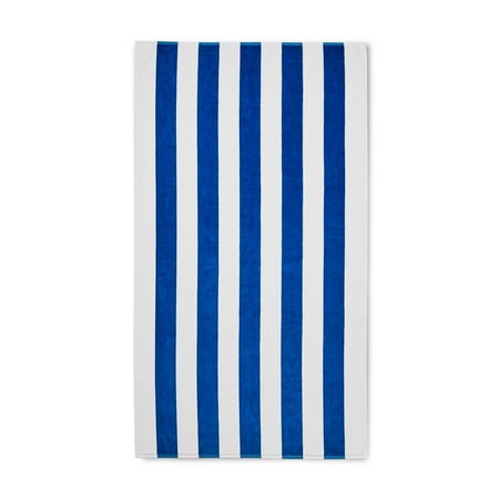 Cabana Stripe Oversized Beach Towel by Better Homes & Gardens - Blue & Green Reversible - 72" x 40" - 1 Pack