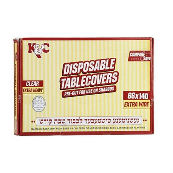 Nicole Fantinis Disposable Clear Extra Heavy Duty Table Cover or Cover Protector: Pre Cut for use on Shabbos, Great for All Occasions (66x140 - 10 Count): 1 Pack
