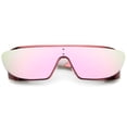 thumbnail image 1 of Futuristic Oversize Metal Cutout Rubberized Arm Insert Mirrored Shield Sunglasses 64mm (Red / Pink Mirror), 1 of 4