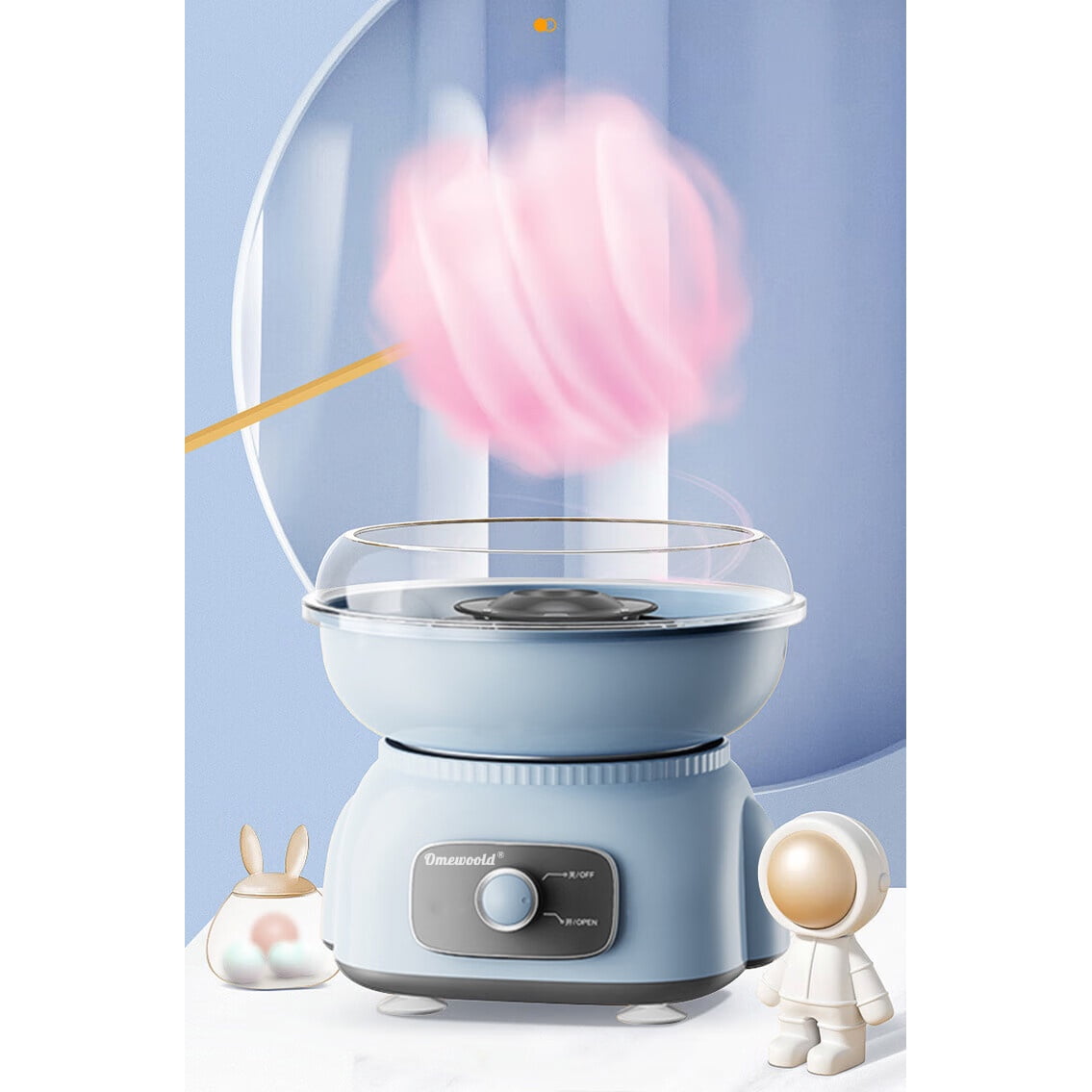 Cotton Candy Machine, Cotton Candy Maker 500W Hard Candy Floss Sugar Maker Machine With Sugar Spoon Birthday Party Gift Blue