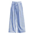 thumbnail image 7 of Tqcoqu Women's Striped Wide Leg High Waist Pants,Drawstring Elastic Loose Casual Beach Vacation Long Trouser with Pockets, 7 of 7
