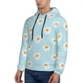 thumbnail image 3 of Pofeuu Daisies Flowers Print Mens Casual Hooded Collar Drawstring Hoodies Pullover Sweatshirts Casual Long Sleeve Shirts-4X-Large, 3 of 7