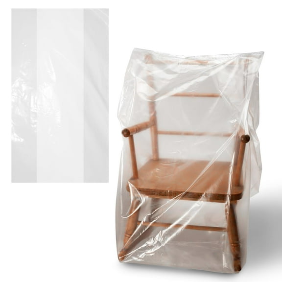 Gusseted Plastic Bags for Food, 26 x 24 x 60 Inches. Pack of 125 Plastic Produce Bags Roll with Open End. 2 Mil Thick Clear Gusseted Poly Bags. Leak-Proof Clear Gift Bags for Favors, Food, Gifts