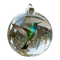 Yucurem 2026 Wildlife Wonders Collection Crystal Glass Ornament, Vivid 3D Animal Christmas Decoration, Clear Plastic Xmas Balls, Luxury Winter Tree Decor (Hummingbird)