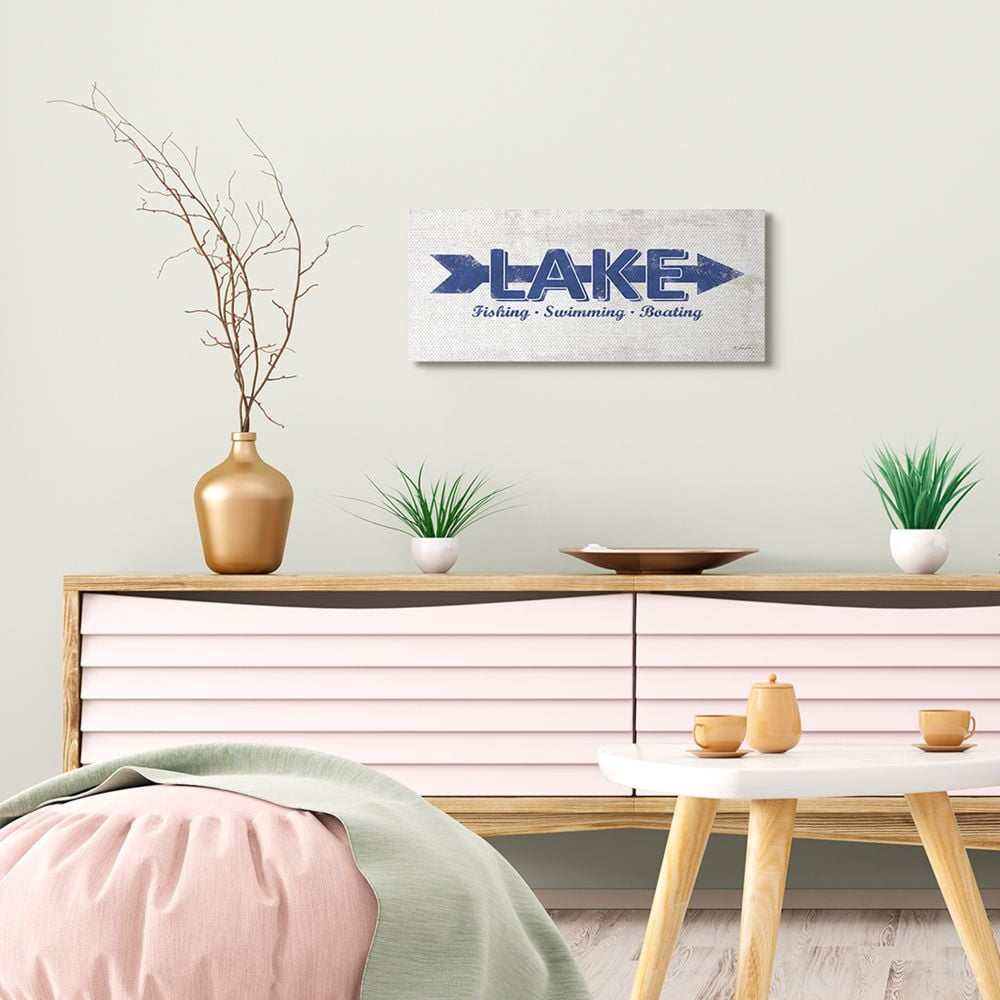 Stupell Industries Lake Directional Arrow Sign With Water Activities Designed by Lauren Rader