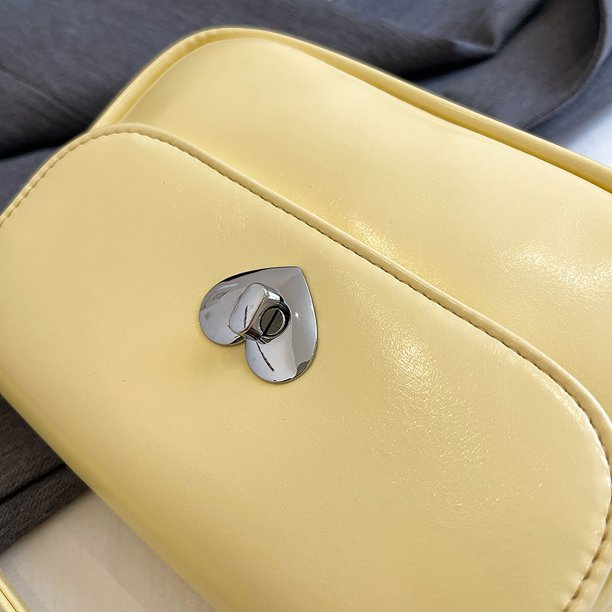 Bolso de hombro cuadrado pequeño con cerradura en forma de corazón de moda para mujer (amarillo)
