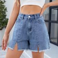 thumbnail image 6 of zbxnLI Jean Shorts for Women High Waisted Split Denim Shorts Pull on Short Jeans Fashion Clothes, 6 of 7