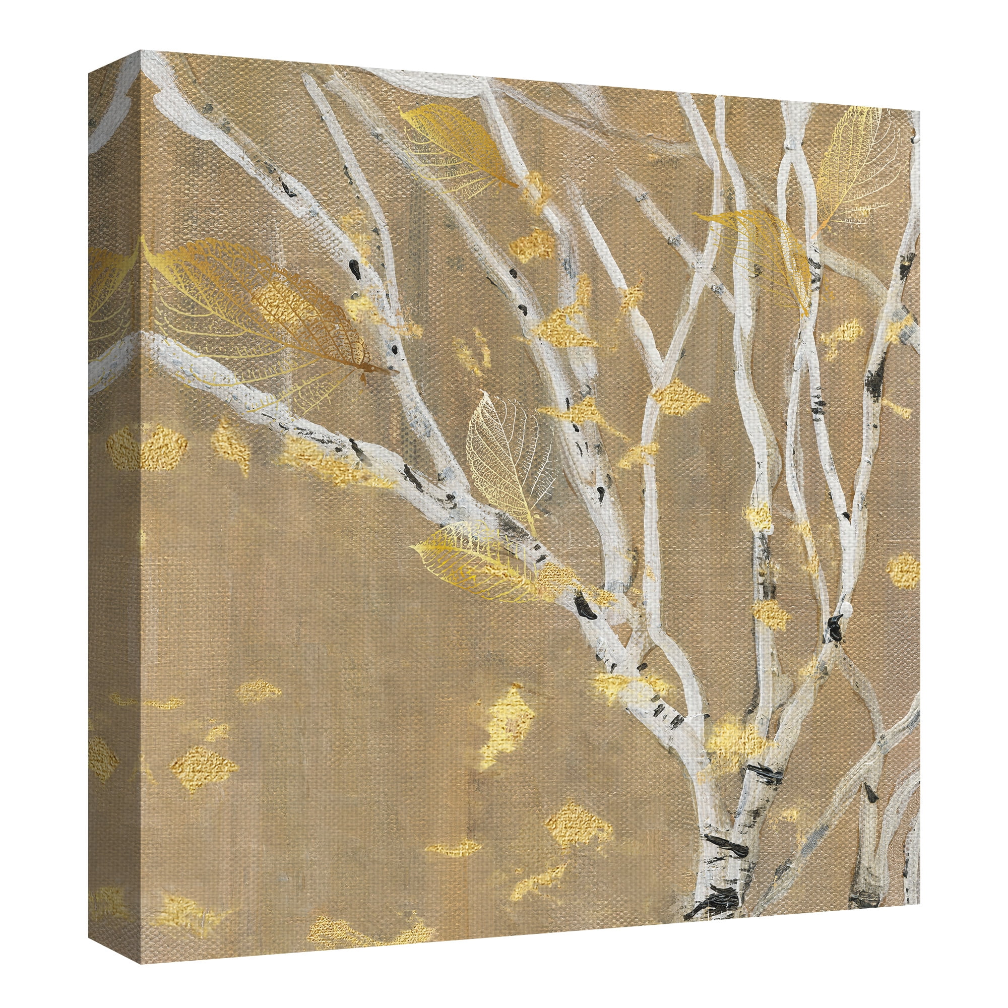 Masterpiece Art Gallery Birch Wood III Golden Leaves By Susan Jill Canvas Art Print 35" x 35"
