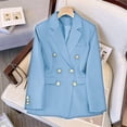 thumbnail image 6 of Cmfcve Women's Double Breasted Blazer Jacket Lapel Collar Long Sleeve Oversized Dressy Casual Suit Coat, 6 of 7