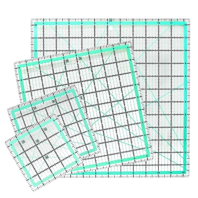 4PCS Square Quilting Ruler (12.5/9.5/6/4.5Inch) Sewing Acrylic Ruler