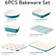thumbnail image 2 of 6-Piece Nonstick Ceramic Baking Pans Set - Bakeware Sets Including Cookie Sheets for Baking, Muffin Pan, Bread Pan, Cake pan, Loaf Pan, Cooling Rack, Light Blue & Cream White, 2 of 4