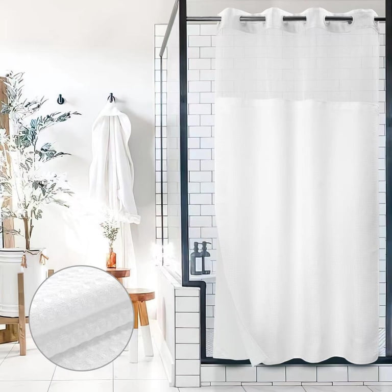 VEVOR White Waffle Weave Shower Curtain - 240 GSM Polyester With Stainless Steel Grommets, 72x72 Inches