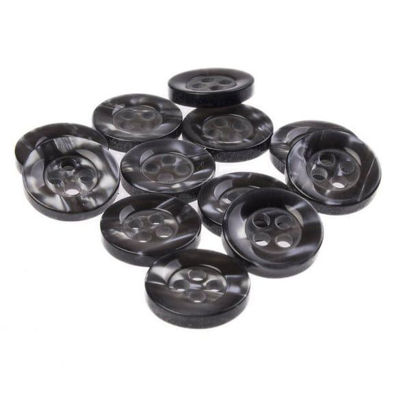 Mibo Buttons & Accessories Mibo 12pcs Polyester Shirt Button - 4 Hole - Streaky Pearl Effect - 18L(11mm) - Grey