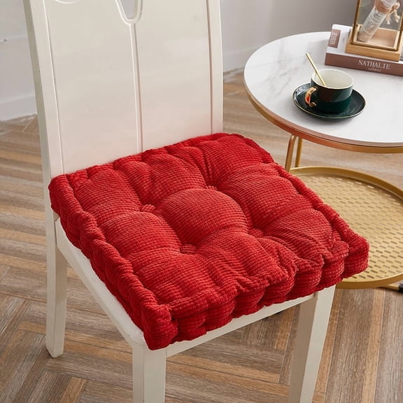 XmhyTop Thickened Durable Chair Cushions, Indoor & Outdoor Seat Pads, Bench Mats & Floor Pillows for Bedroom, Balcony, Car, Office, Patio & Travel, Red Square 16"