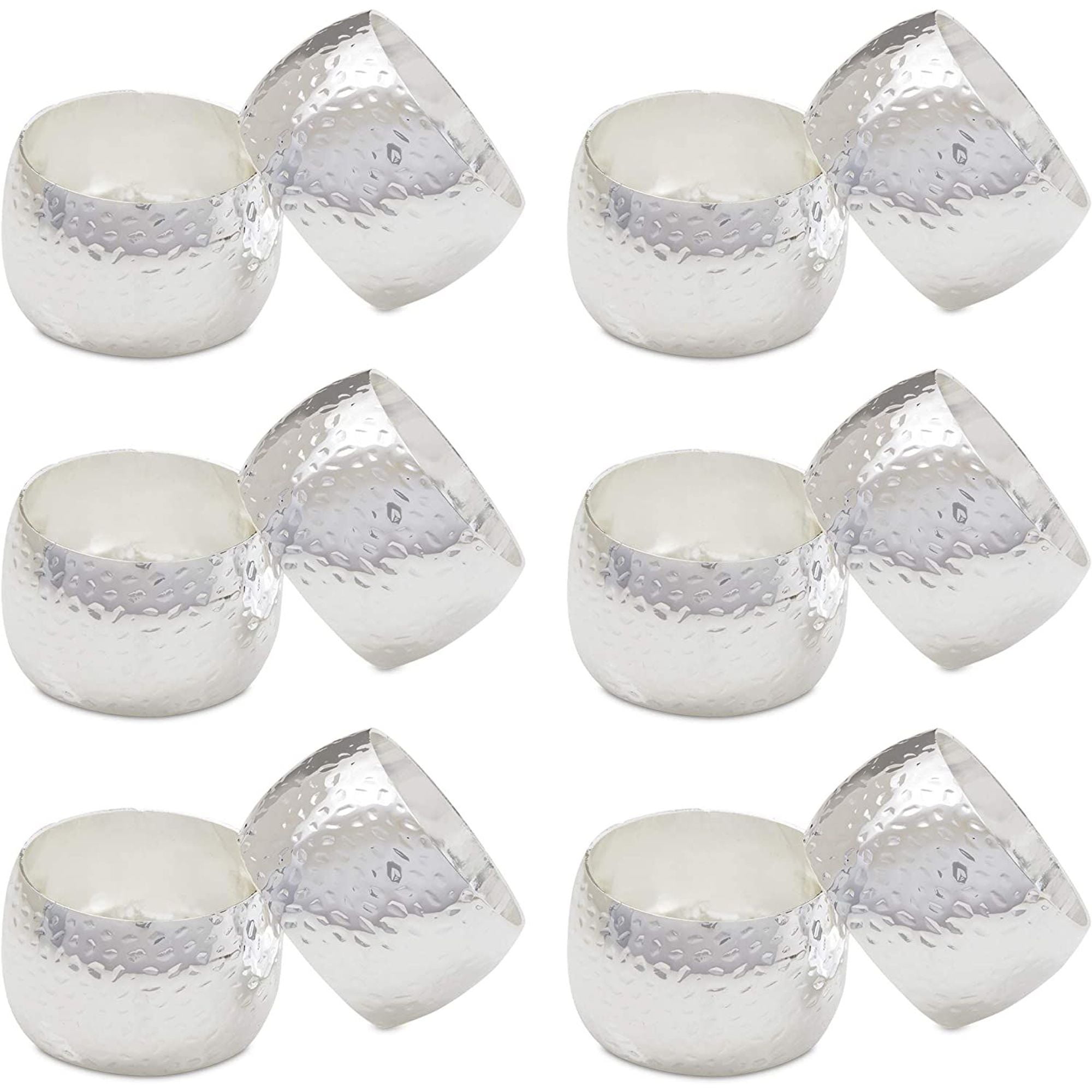 Silver Napkin Rings Holder Set of 12 for Dining Table Wedding Party