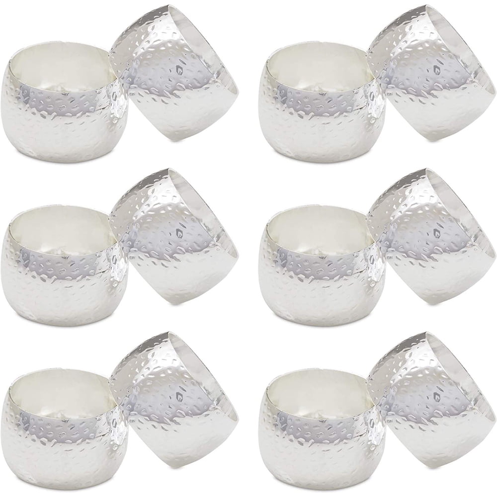 Silver Napkin Rings Holder Set of 12 for Dining Table Wedding Party