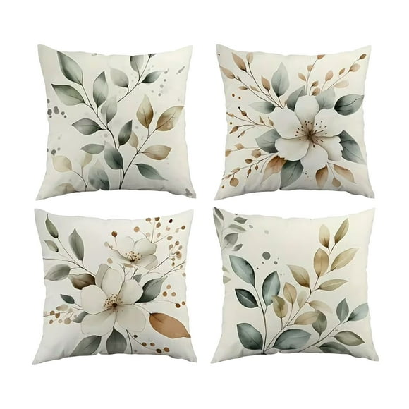 18X18 Pillow Covers Watercolor Floral Farmhouse Decor Throw Pillow Cases 4 Pack for Couch Living Room Bedroom