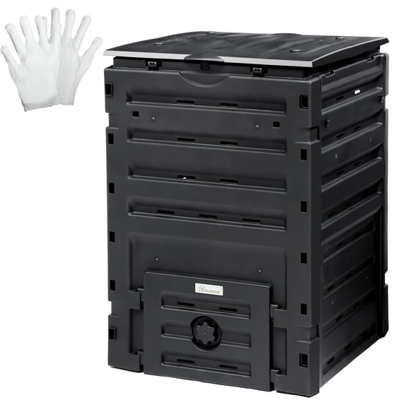 Uforic 120 Gallon Large Outdoor Compost Bin, Garden Compost Tumbler with Secure Snap-on Lid & Aeration System, Black