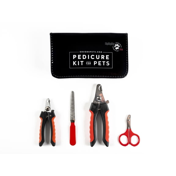 Gou Gou Pets Pet Care Pedicure Kit for Dogs, Cats, Birds and Reptiles - 2 Miller's Forge Nail Clippers, Small Scissors Style Clipper and One Nail File, Includes Compact Travel Carry Case