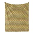 thumbnail image 1 of Ethnic Soft Flannel Fleece Throw Blanket, Fairy Shells Bohemian Style Inspired Traditional Eastern Folk Design, Cozy Plush for Indoor and Outdoor Use, 70" x 90", Mustard Coral Turquoise, by Ambesonne, 1 of 5