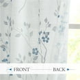 thumbnail image 3 of Floral Linen Semi Sheer Curtains 108 Inches Long 2 Panels for Living Room Bedroom Blue Grey Farmhouse Flower Patterned Light Filtering Textured Rod Pocket Window Treatments Drapes, 50x108, 3 of 9