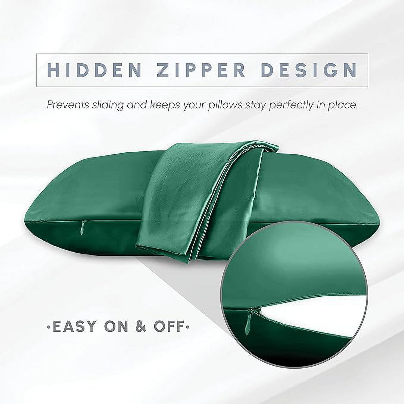 6 Pieces Pillowcase Set with Hidden Zipper closure, Standard/Queen, Hunter Green