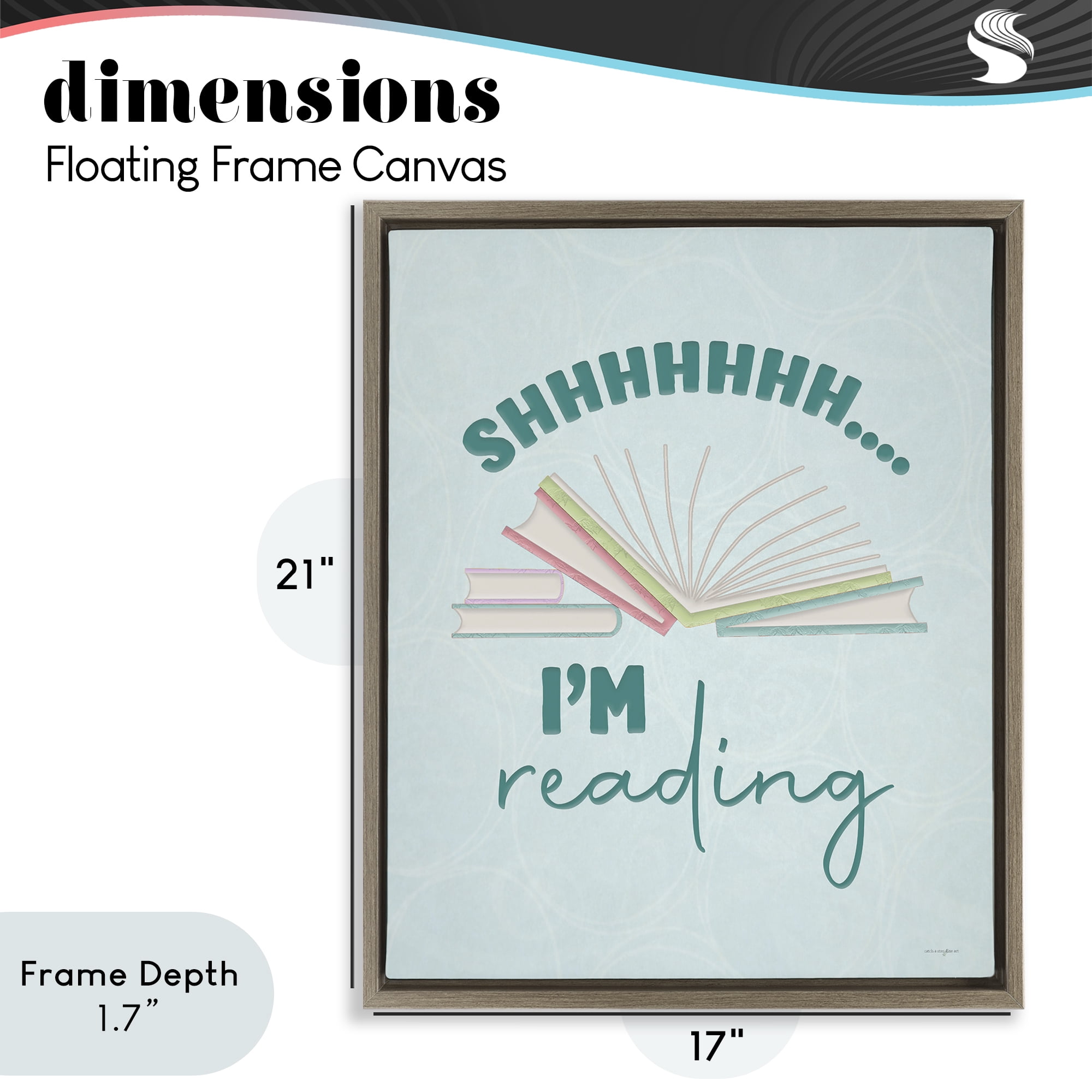 Stupell Industries Shhh I'm Reading Brown Framed Floater Canvas Wall Art, design by Seven Trees Design