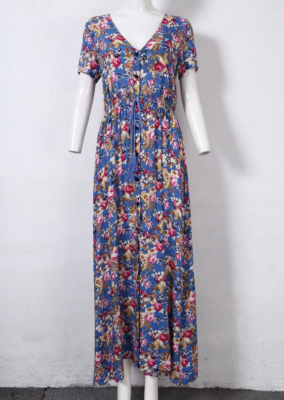 Redcolourful - Women's Floral Print Maxi Dresses Boho Button up Split Beach Party  Dress - Walmart.com - Walmart.com