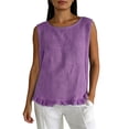 thumbnail image 2 of PNTUTB Stylish Women's Sleeveless Tops Casual Solid-Color Crew-Neck Tank Tops Lace-Hem Tank Tops with Back Tie Simple Versatile Loose Tank Tops, 2 of 6