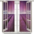 thumbnail image 3 of Lavender Floral Curtains, Lavender Flower Purple Window Treatments for Living Room Girls Woman Room Decor, Luxurious Elegant Purple Drapes 2 Panels, 52x84 Inch, 3 of 6