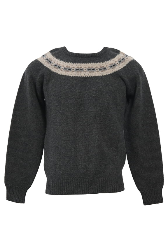 Pre-Owned Jil Sander Knitted Chest Pattern Detail Crewneck Sweater in Grey Wool