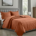 thumbnail image 3 of IR Imperial Rooms 3Pc-Embossed Luxury Bedspread Microfiber Floral Vintage Quilt Set Lightweight Full/Queen Rust, 3 of 13