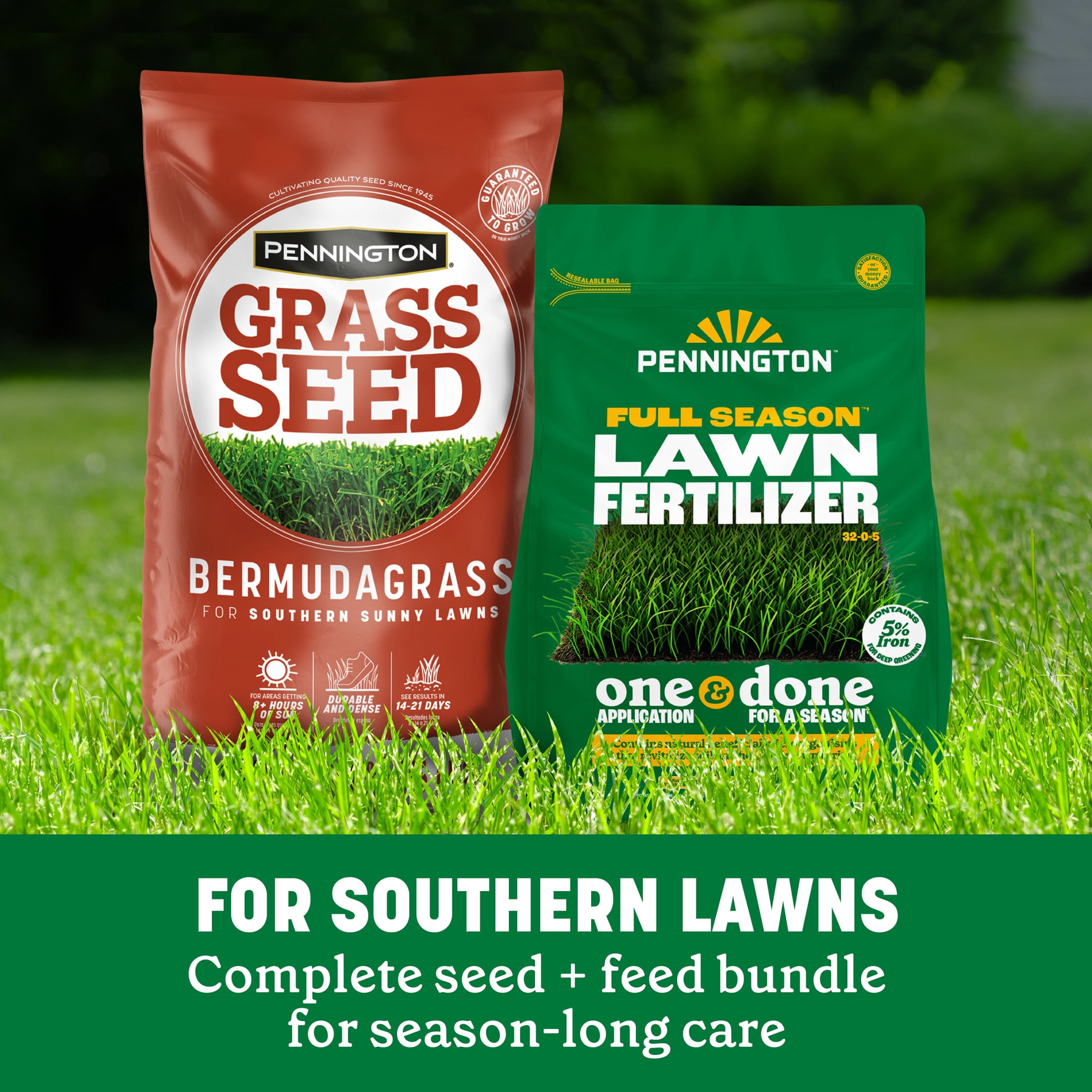 Pennington 15lb Bermudagrass & 33.6lb Full Season Lawn Fertilizer Bundle 15 Pounds