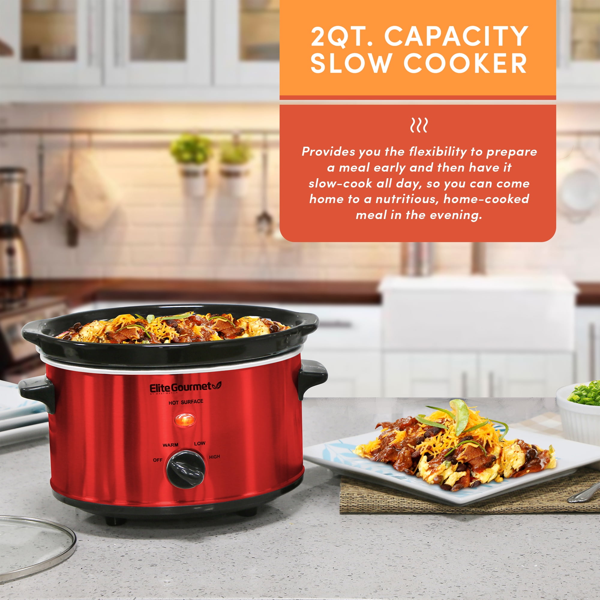 Elite Gourmet Casserole Slow Cooker with Locking Lid - Red, 3.5 qt - Ralphs