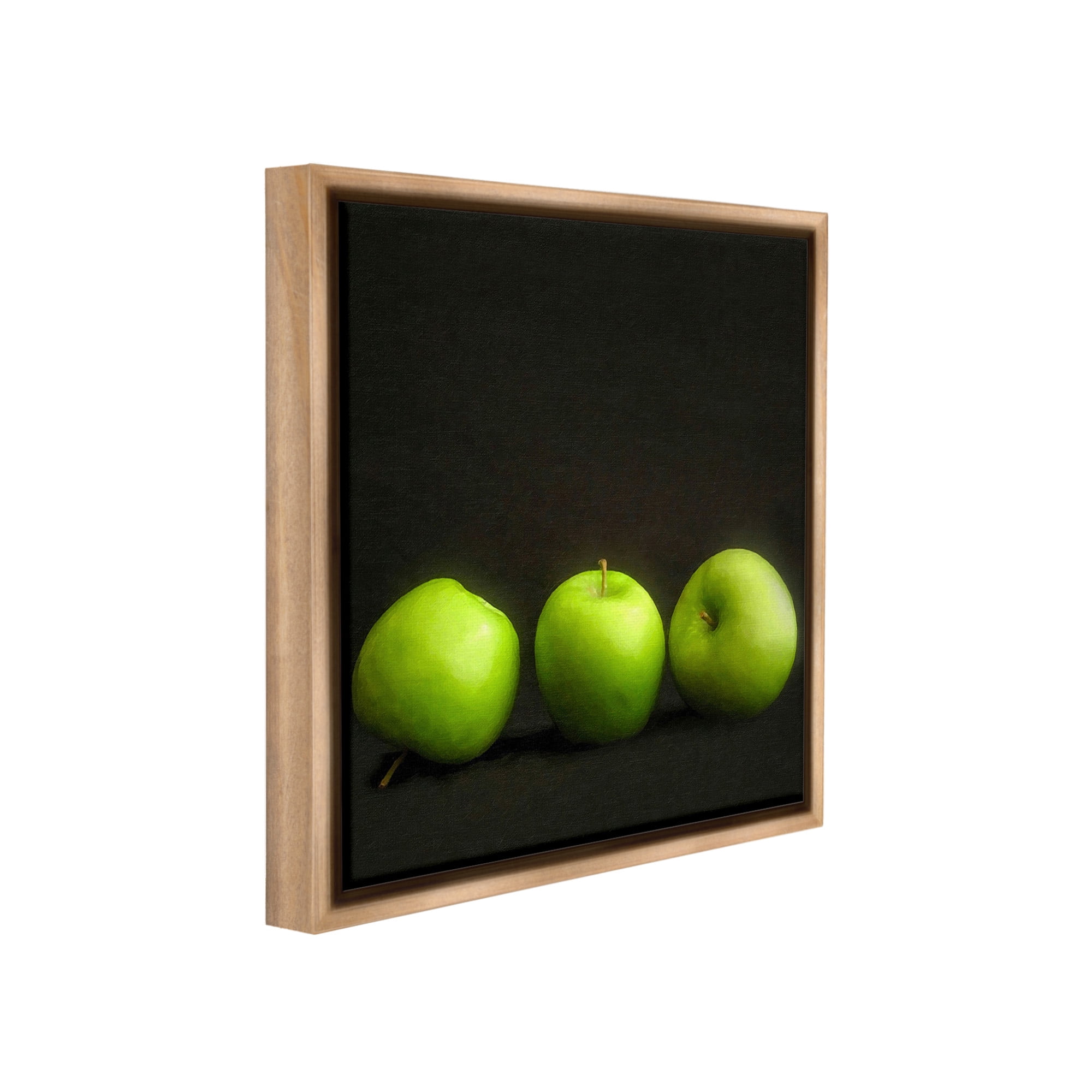 Stupell Industries Apple Trio Still Life Food & Beverage Painting Brown Floater Framed Canvas Art Print Wall Art, 18 x 18