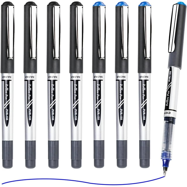 wqlpp-Liquid Ink Rollerball Pens, 0.7mm Fine Point Tip, 8 Pack (4 Black 4 Blue) Rollerball Pens Quick Drying, Rolling Pen Smooth Writing for Journaling, Note Taking, Office and School Supplies