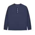 thumbnail image 4 of Frostluinai Waffle Henley Shirts for Boy 4-14Y Button Up Long Sleeve Tops Basic Solid Color Blouses Loose Fit Casual Sweatshirts, 4 of 6