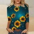 thumbnail image 2 of CYMMPU Women's Floral Printed 3/4 Length Sleeve Summer Fall Tunic Tops Vintage Basic Tees Crewneck Swing Shirts Business Work Blouses 2025 Clothes Navy XXXL, 2 of 5