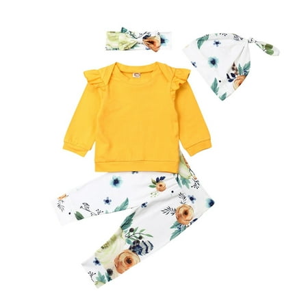

Newborn Infant Princess Baby Girls Outfits Clothes T-shirt Tops+Floral Leggings