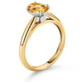thumbnail image 3 of Gem Stone King 10K Yellow and White Gold Yellow Citrine Solitaire Engagement Ring for Women (1.25 Cttw, Oval Checkerboard 8X6MM, Gemstone November Birthstone, Available in Size 5, 6, 7, 8, 9), 3 of 4