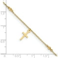 thumbnail image 4 of 14K Yellow Gold Polished And Textured Cross 9In Plus 1In Ext. Anklet Made In Turkey ank267-9, 4 of 5