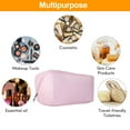 thumbnail image 4 of Bolsa de maquillaje de gran capacidad, bolsa de cosméticos de viaje, impermeable, abierta, plana, bolsa de maquillaje portátil de cuero PU, 4 of 5